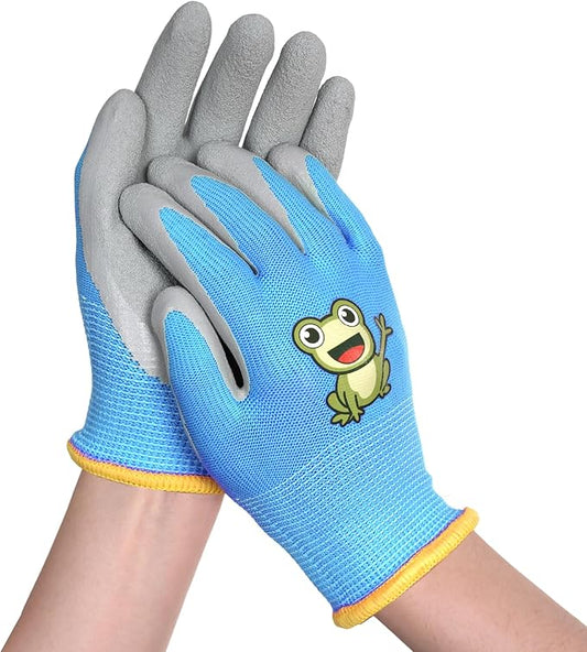1 Pairs Kids Gardening Gloves, Youth Yard Work Garden Gloves, Children Rubber Coated Gardening Gloves for Boys Girls