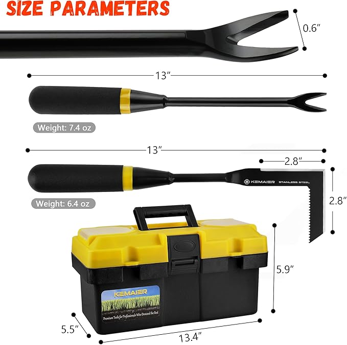 Kemaier 7 - Piece Gardening Tools Set, Stainless Steel Gardening Tools, Heavy - duty Hand Gardening Tools with a Toolbox, Suitable for Gardening Planting and Weeding, Gardening Gifts for Women and Men