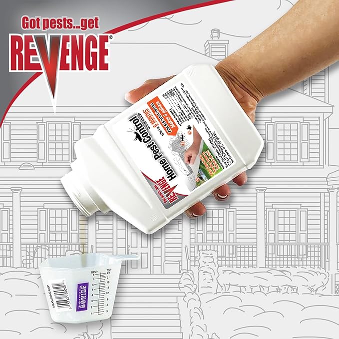 Revenge Home Pest Control, 18 oz Concentrate, Long Lasting Protection Kills 500+ Listed Insects, for Indoors and Outdoors