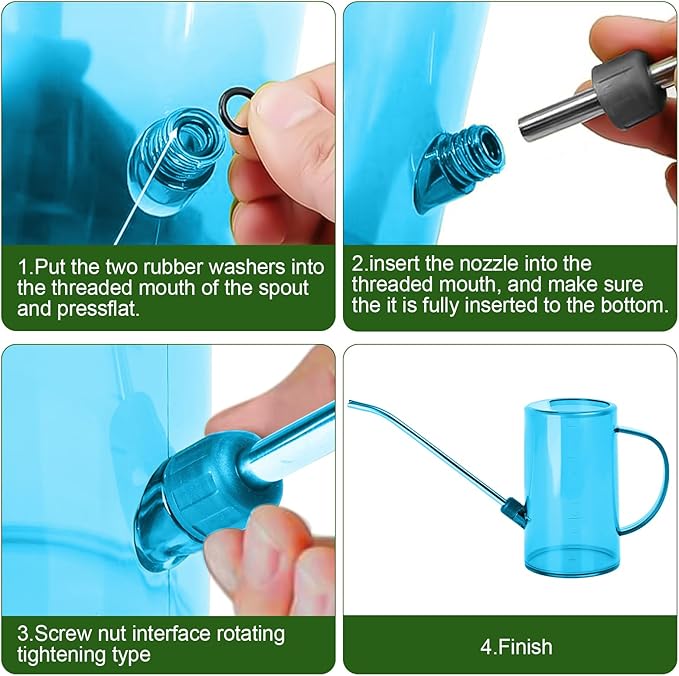 Small Plastic Watering Can - for Home Garden - with Long Spout - 1/4 Gallon - 34 Oz - Sky Blue