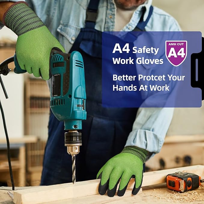 Schwer 6 Pairs A4 AIR-SKIN Cut Resistant Work Gloves AR5907 with Extreme Lightweight & Thin, Grip Gloves for Fishing, Refined Work, Mechanic, Gardening, Touch-Screen, Non-PFAS, 3D-Comfort Fit, XL