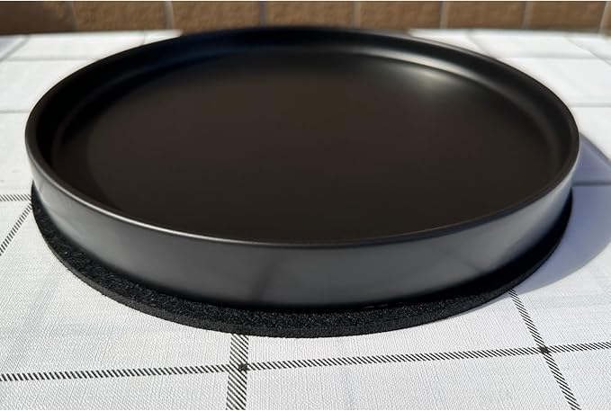 Yukfona Ceramic Plant Saucer Pot Tray 12 Inch, Planter Saucers 4 5 6 7 8 9 10 11 12 Inch for Indoors Outdoor, Durable Sturdy Flower Drainage Tray for Glazed Pots Base (12.5 Inch-Black)