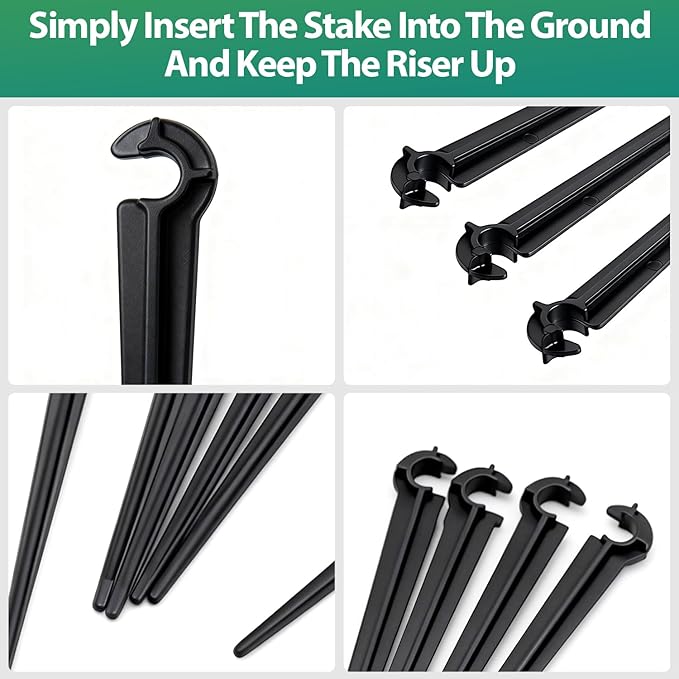 RedChili 210 Pack Irrigation Support Stakes for 1/4 Inch Drip Tubing, 1/4" Drip Tubing Hold Plastic Stakes Quarter Inch Drip Line Holder Fittings for Lawn Raised Bed Greenhouse Plant Watering System