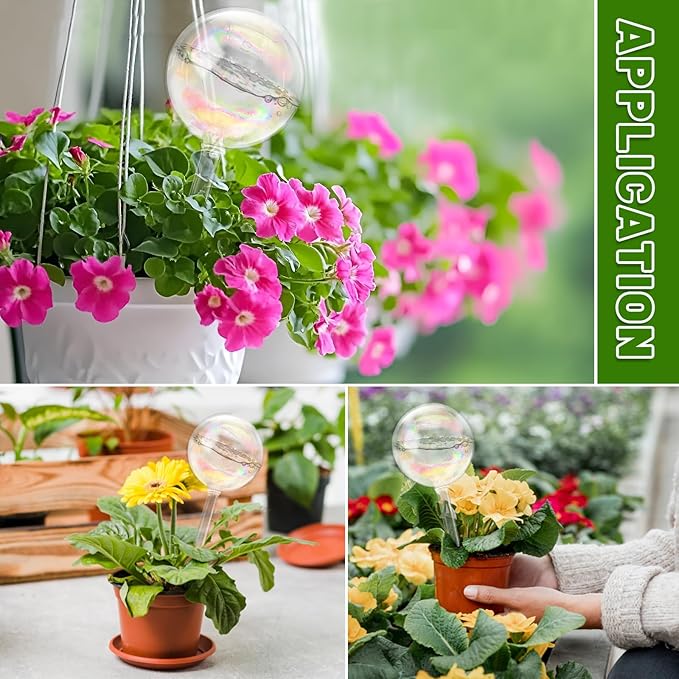 2 Pack Iridescent Glass Plant Watering Globe,Automatic Self-Watering Bulbs for Indoor Outdoor Plants-Hand-Blown Glass Watering Stakes for Home Garden Decor-Ideal Gift for Plant Lovers,Flowers,Pots