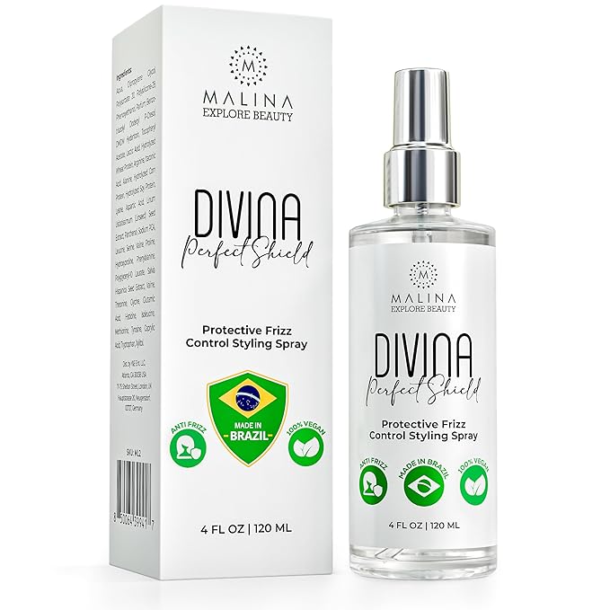 Malina Heat Protection Spray for Hair – Protective Frizz Control Styling Spray, Made in Brazil, Full XL Size 4 Fl Oz