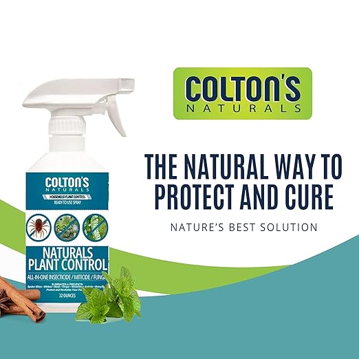 Colton’s Plant Control Ready-to-Use Natural Plant Spray – Maximum Strength Pesticide, Fungicide & Miticide for Spider Mites, Powdery Mildew, and Mold – Safe for Indoor, Outdoor & Garden Use (32 oz)
