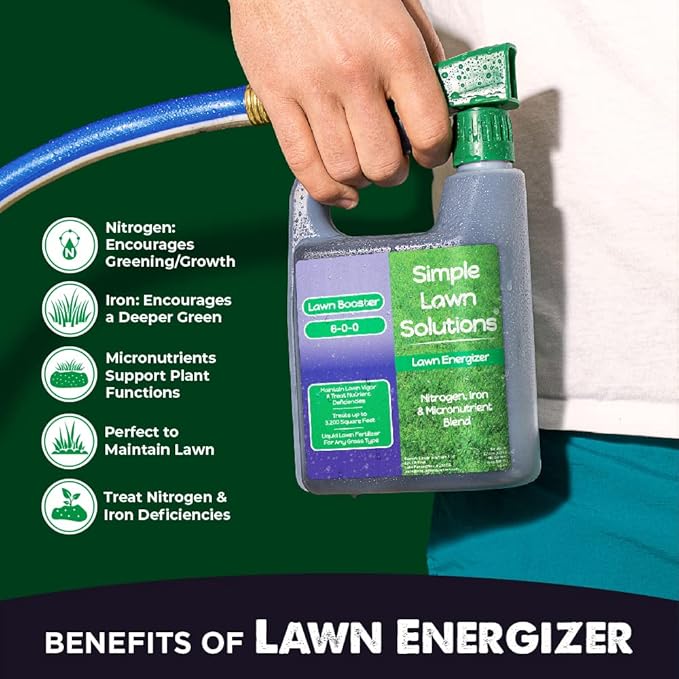 Simple Lawn Solutions Seeding Bundle - Growth Booster Lawn Fertilizer, Root Hume Humic Acid, and Lawn Energizer Nitrogen and Iron (32 Ounce)
