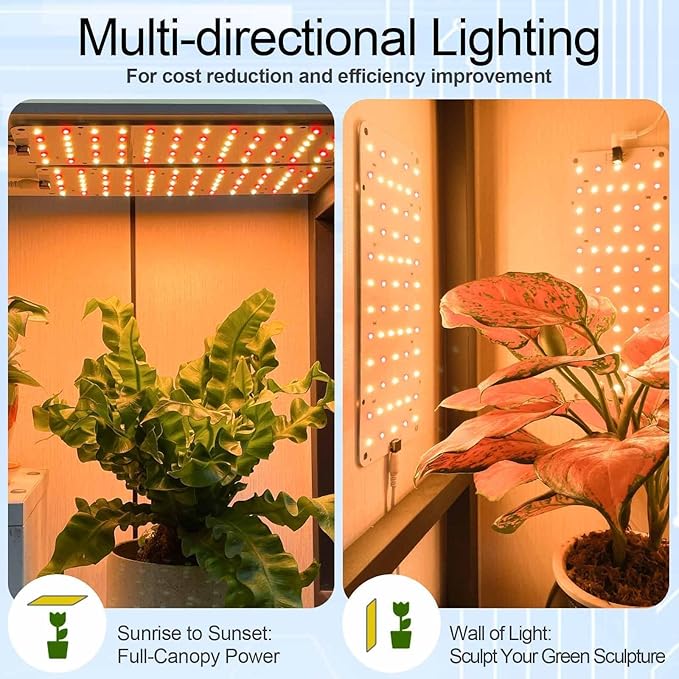 DOMMIA Panel Grow Light for Indoor Plants, 20W Ultra-Thin Full Spectrum LED Grow Light for Shelf & Cabinet, Dimmable with 6/12/16H Timer, Warm White, 2-Pack