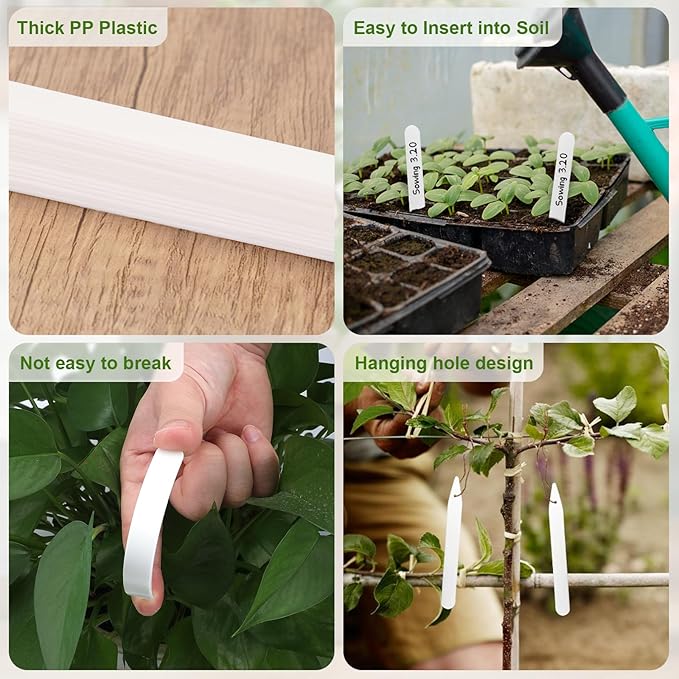 Plastic Plant Labels,100 PCS 6 Inch Plant Tags,Vegetable Gardening Tags,Seed Labels,Nursery Plant Markers and Labels,Plant Label Stakes with Permanet Marking Pen Plant Markers for Outdoor Indoor