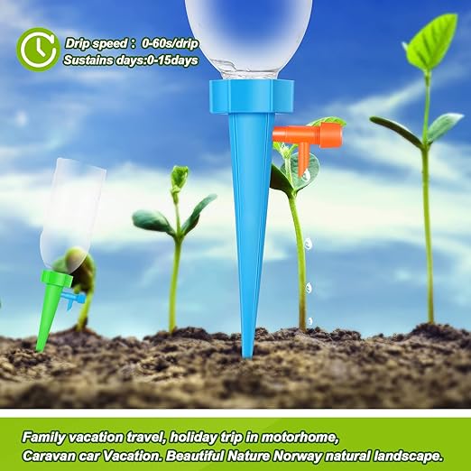 100 Pcs Self Watering Spikes Adjustable Plant Watering Spikes Automatic Plant Waterer Auto Drippers Irrigation Devices with Slow Release Control Valve Switch for Indoor Outdoor Garden Houseplant