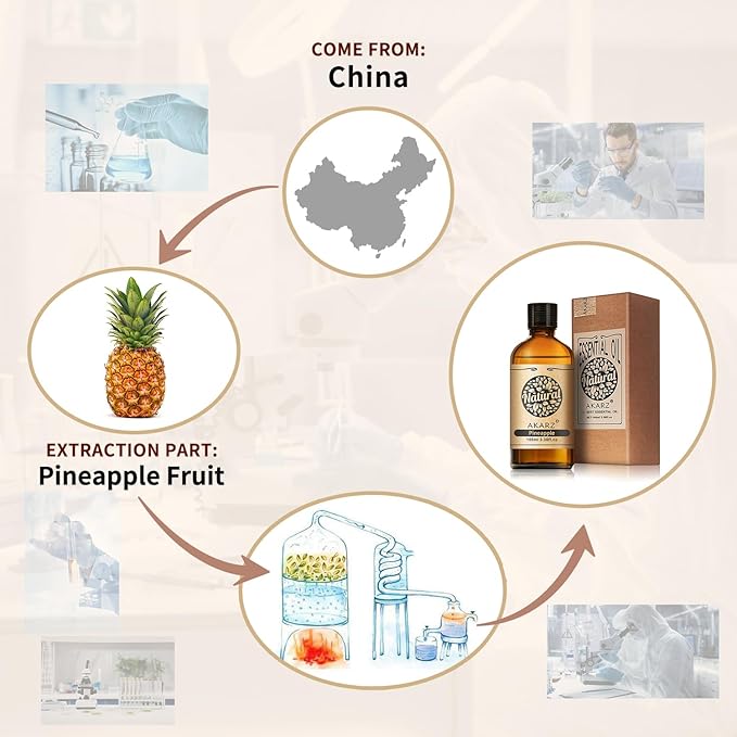 AKARZ 100ml Pineapple Essential Oil Natural Pineapple Oil Pure for Candle Making,DIY Skincare Products Massage,Home Spa Relaxation