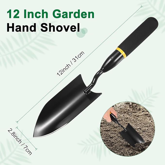 M METERXITY Gardening Trowel, 12 Inch Manganese Steel Garden Hand Shovel with Rubber Handle, Trowel Garden Tool for Farmer Soil Planting Digging Transplanting