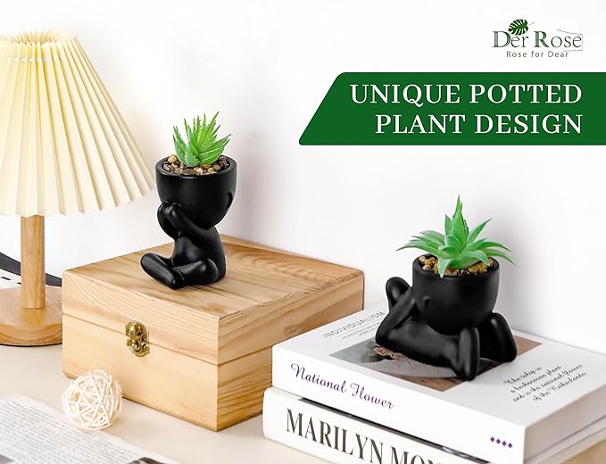 Der Rose 3 Pack Fake Plants Artificial Succulents Plants for Room Bathroom Home Office Desk Accessories Decor