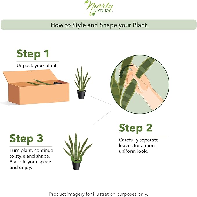 Nearly Natural 35in Artificial Snake Plant, Sansevieria Faux Greenery with Black Planter for Indoor Home Office Decor, Low Maintenance