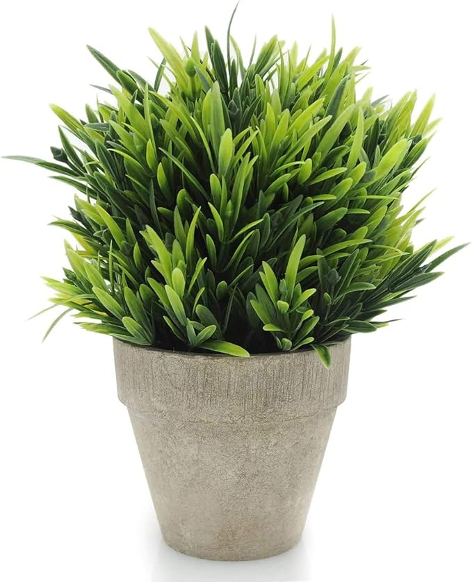 Velener Artificial Grass Potted Plant - Emerald Green Home Decor, Pumpkin Topiary Outdoor & Indoor Fall Plants Home Decor Accents, Coastal Kitchen, Countertops, Classroom, Farmhouse Christmas Decor