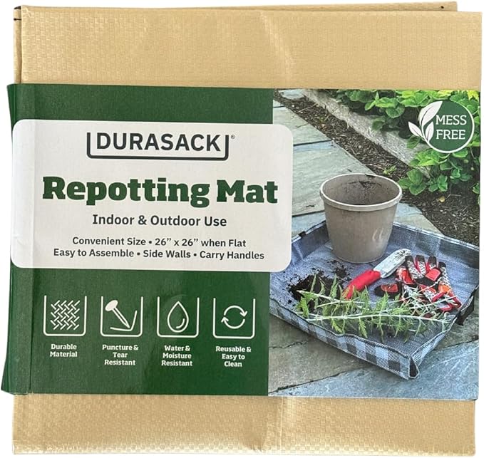 DURASACK 26"x26" Water-Resistant Repotting Mat – Indoor Plant Transplanting, Soil Change & Gardening Mess Control, Khaki
