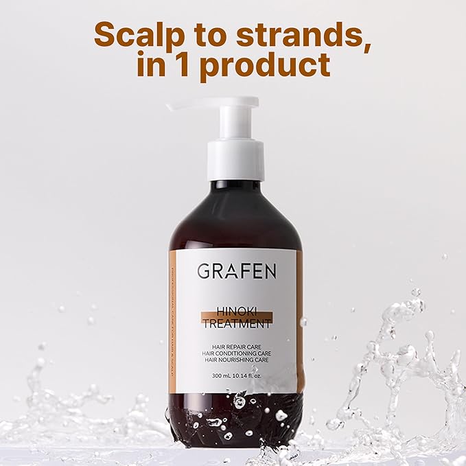 GRAFEN Hair Treatment for Damaged Hair – Deep Repair & Moisturizing Conditioner – Lightweight, Non-Greasy Formula with Natural Oils – 2.71 fl.oz / 500ml (Hinoki)