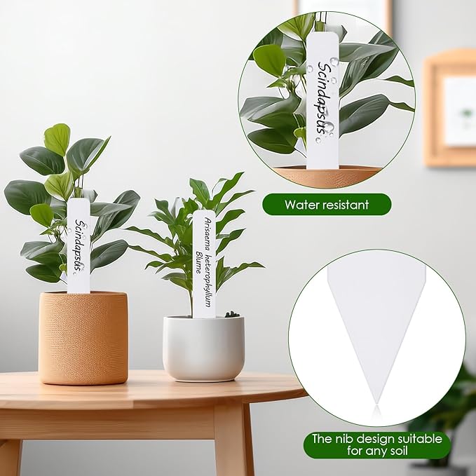 Darfukei Plant Labels 300pcs 4 Inch with Garden Plant Markers Pen of Outdoor Waterproof,Plant Tags and Permanent Marking Pen, Garden Labels Gardening Gifts for Women Men