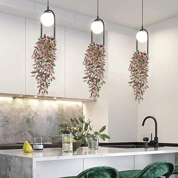 DILATATA Fake Hanging Plants Artificial Hanging Plants 181 Leaves Faux Wandering Jew Hanging Leaves Plant for Wall Shelf Home Indoor Outdoor Decor - 5 Pack