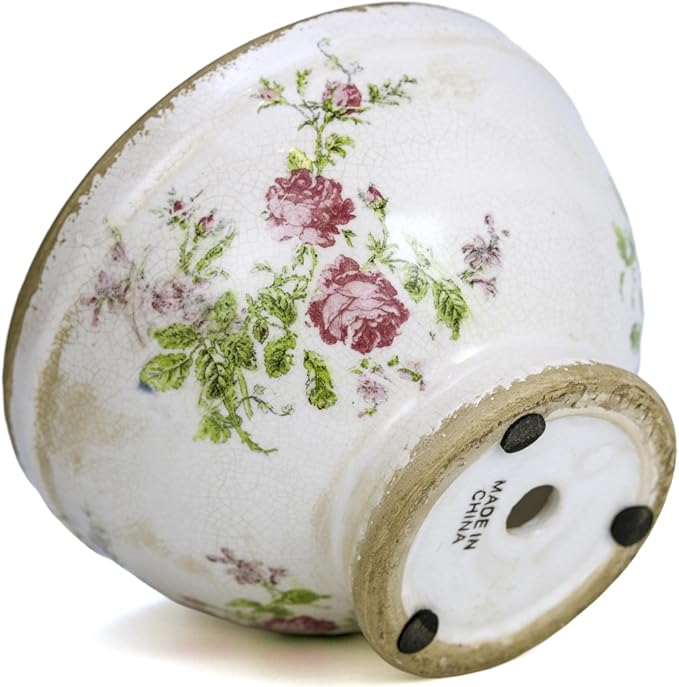 Dosayes Vintage Ice Crackle Grazd Ceramic Flower Pot with Drainage Holes, 4.33 Inch Rustic Planter for Indoor Plants, Outdoor Garden, Farmhouse Gift Tuscan Decor (Pink)