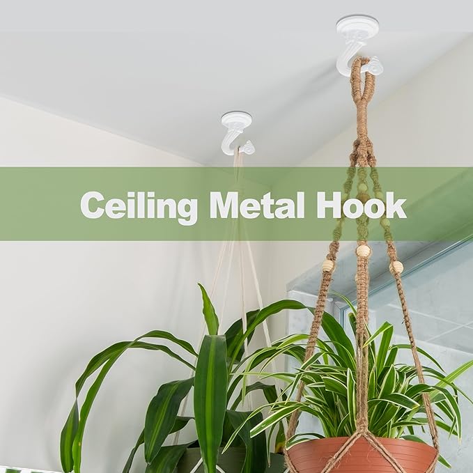 Aidoclip Ceiling Swag Hook Sets - Heavy Duty Hooks with Mounting Hardware for Hanging Plant, Ceiling or Extender Chains - Easy Install with Screws/Brackets (10 pcs - White)