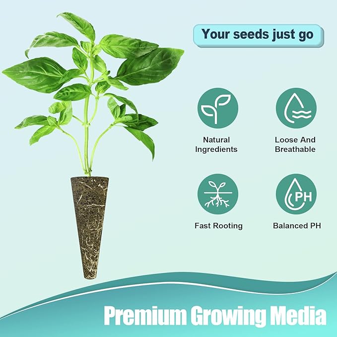Haligo 64pcs Seed Pod Kit for Aerogarden, Hydroponics Supplies for All Brands Hydroponics Growing System, Grow Anything Kit with 20 Grow Sponges, 20 PVC Labels, 12 Plant Baskets & Domes, 1pc Tweezer