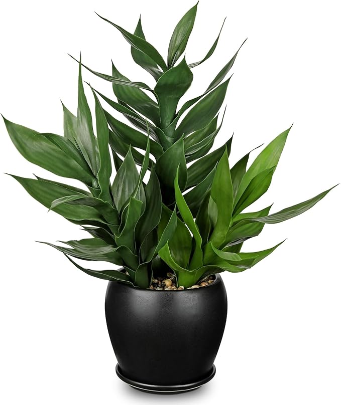 17.7" Tall Artificial Bamboo Plants Indoor Fake Plant in Black Ceramic Pot, Faux Potted Plant Silk Plants for Home Decor Indoor, Desk, Shelf, Tabletop, Office, Living Room, Entryway, Bathroom Decor