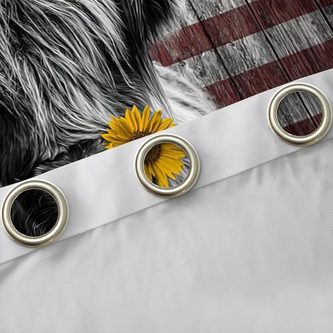 Feelyou Highland Cattle Window Curtains Bedroom Living Room Sunflower Highland Cow Curtains Kids Room Decor Boys Girls America Flag Bull Window Drapes Animal Window Treatments 52W X 90L，2 Panels