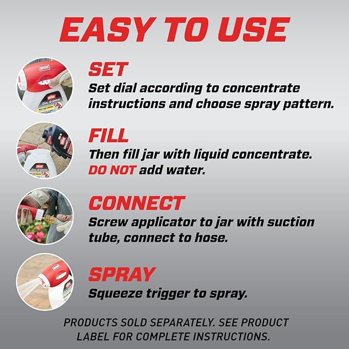 Ortho Dial N Spray Hose-End Sprayer - For Liquid Weed Killer, Insect Killer and Fungicide, Hose Fertilizer Sprayer with 14 Dilution Settings