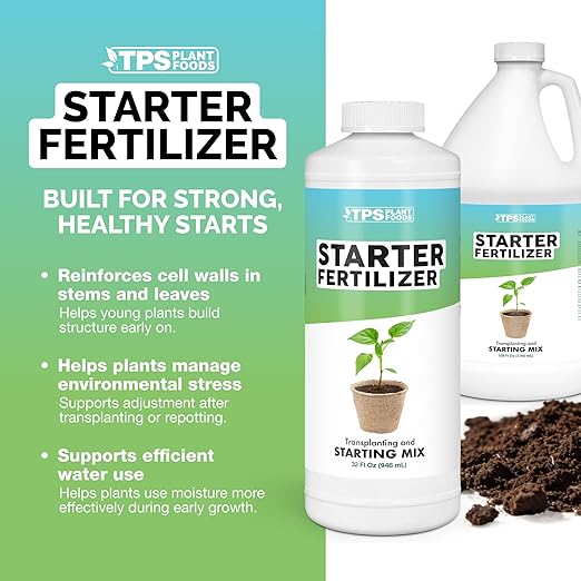 Starter Plant Fertilizer – Liquid Plant Food for Reduced Transplant Shock, Faster Root Establishment & Healthy Early Growth, 8 oz