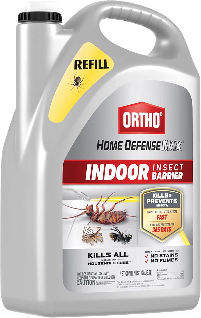 Ortho Home Defense Max Indoor Insect Barrier Extended Reach Comfort Wand Plus Refill Bundle - Indoor Bug Spray, Kills Ants, Roaches, Spiders, and More, 1 gal.