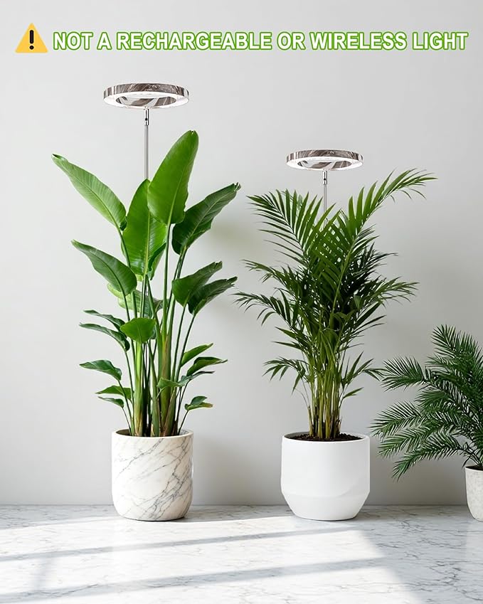 yadoker Plant Grow Light,LED Growing Light Full Spectrum for Indoor Plants,Aluminum Marble Grain Plant Lights,Height Adjustable, Automatic Timer, 5V Low Safe Voltage