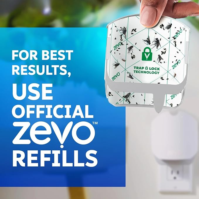 Zevo Plant Flying Insect Trap Refills: Easy, Mess-Free Solution, Use Near House Plants - Kills Fungus Gnats, House Flies, & Fruit Flies (3 Refills Cartridges)