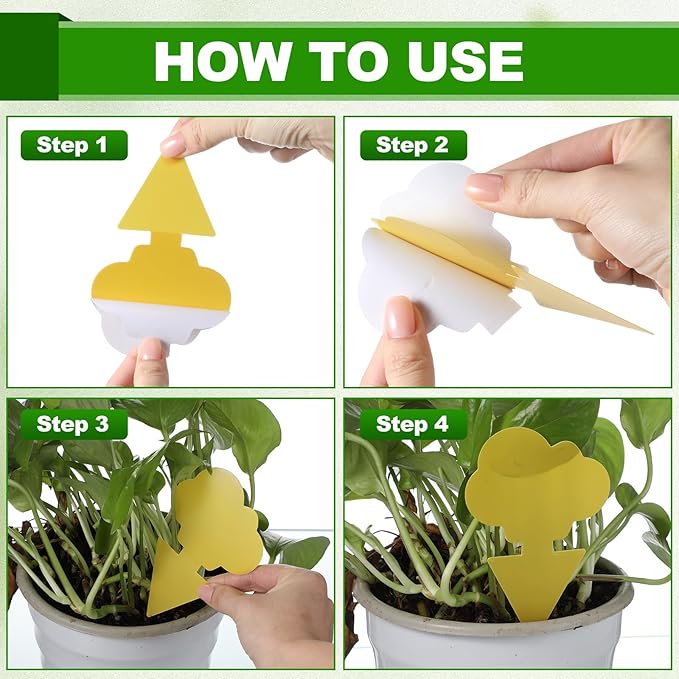 200 Pack Fruit Fly Sticky Traps for Indoor and Outdoor, Yellow Gnat Killers Sticky Traps for Mosquitos, Flying Insect for Protecting Plant