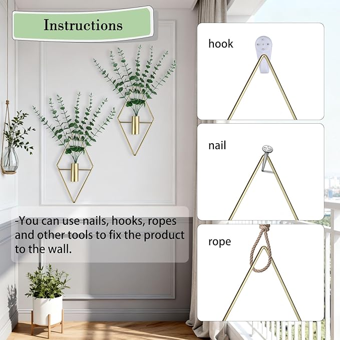 GREENTIME 2 Packs Hanging Planters with 15in Artificial Eucalyptus Plants for Indoor Outdoor Home Bathroom Living Room Wall Decor