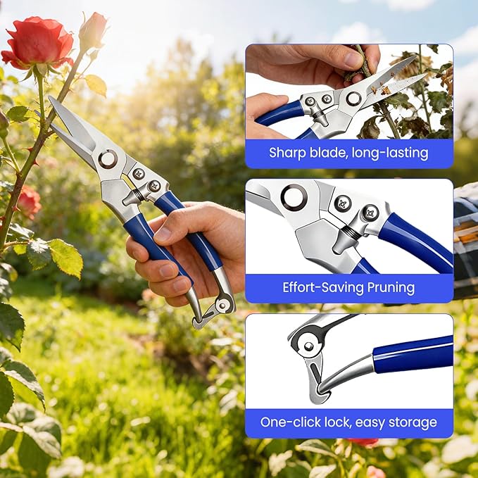 Garvee 2 Pack Pruning Shears for Gardening, Trimming Scissors Set Garden Shears Branch Cutter Garden Bypass Lopper and Tree Trimmer Tree Pruner Garden Shears for Gardening