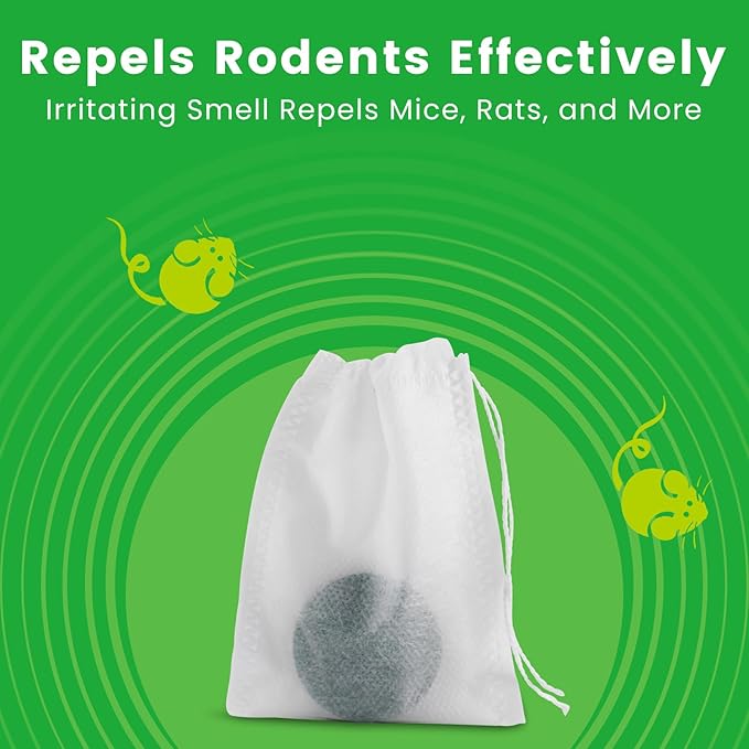 Plant-Based Mouse Repellent Pouches – Natural Rodent Deterrent with Essential Oils – Humane, Non-Toxic Mice Repellent Safe for Kids & Pets – Indoor & Outdoor Rodent Control (24)