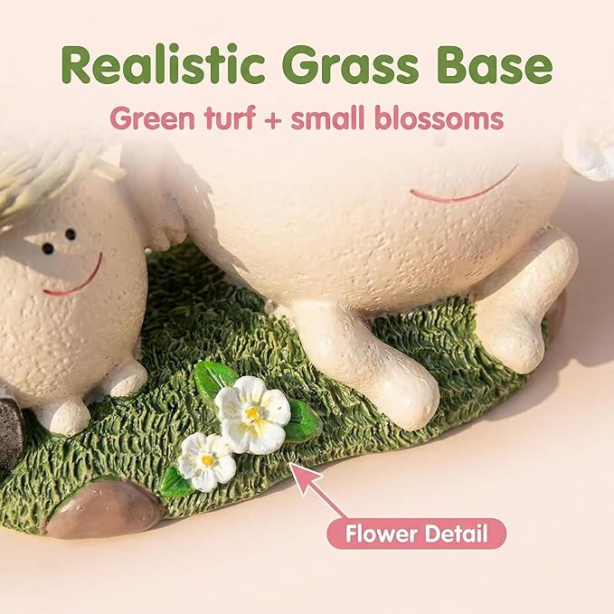 TEARS OF GAIA Lovely Face Planter Pot, Cute Resin Flower Head Planters with Drainage, for Mom, Funny Succulent Plant Lover Gift, Unique Gift Ideal for Plant Lovers (Parent-Child Time)
