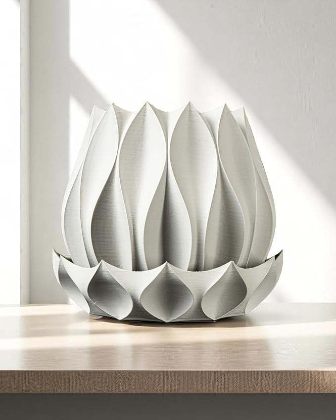 Neo Lotus Planter – Modern Sculptural Pot for Orchids, Succulents & Airplants | Minimalist Indoor Vase for Home, Desk, Shelf or Gift Decor (Pure White, Standard Structure 6" x 6" WH)