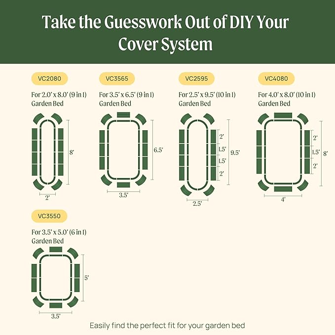 Vego garden 4' x 8' (10 in 1) Cover Netting System, 35% Shading Rate for Plant Protection, Pest Control Frame Cover Kit, Durable & Heavy-Duty Garden Cover (Garden Beds Not Included)