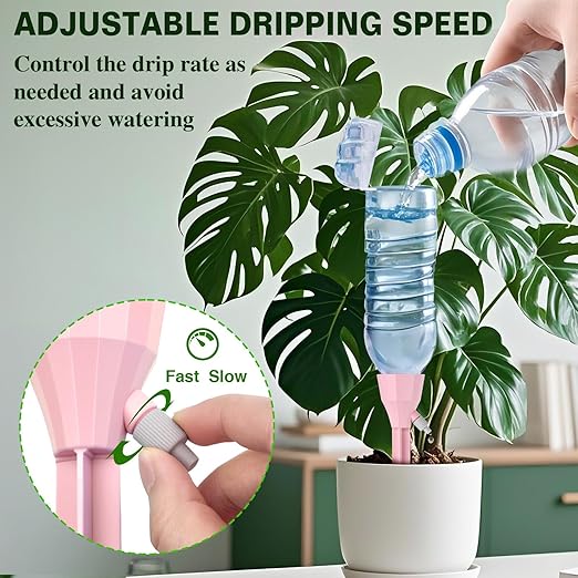 8 Pack Self Watering Spikes for Plant,Self Watering Planter Insert,Automatic Plant Watering Spikes Devices for Indoor Outdoor Potted Plants with Adjustable Control Valve Switch