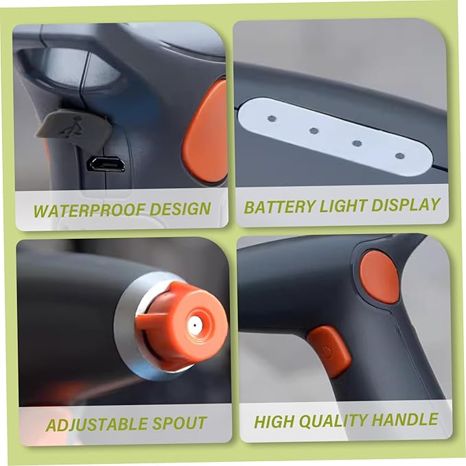 Electric Sprayer, 1000ml Electric Spray Bottle with Adjustable Nozzle, Waterproof Water Sprayer, Rechargeable Plant Mister for Garden Indoor Outdoor, Green Automatic Spray Bottle Water Sprayer