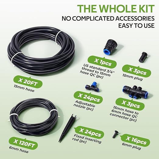 HIRALIY 140FT Quick Connect Garden Watering System with Adjustable Vortex Drippers, Saving Water Automatic Drip Irrigation Kit for Raised Bed and Plants Vegetable Garden