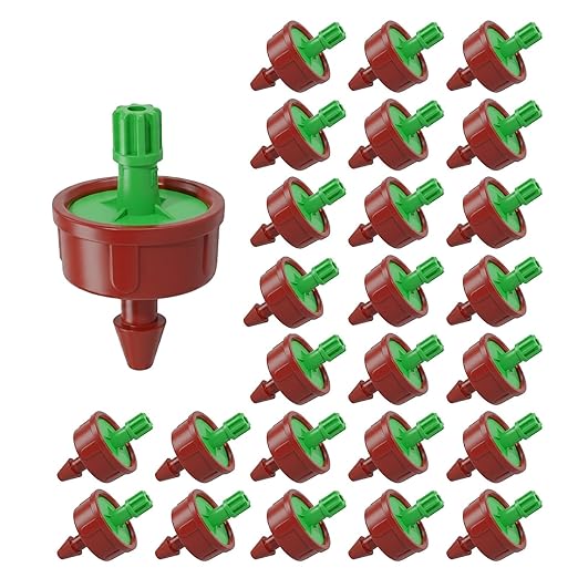 0.25 GPH Pressure Compensating Drippers: 25 Pack Drip Irrigation Spot Emitters Heads Constant Flow Drip Irrigation Parts for Garden Irrigation System