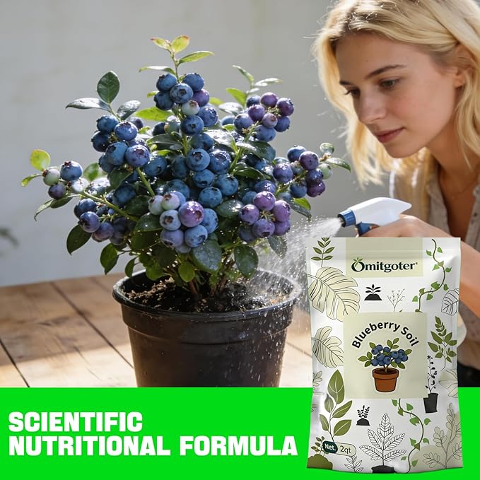 Blueberry Soil Mix 4qt- 100% Natural Organic Potting Soil for Blueberry Trees, Superior Drainage & Aeration, Ideal for Indoor & Outdoor Blueberry Plants
