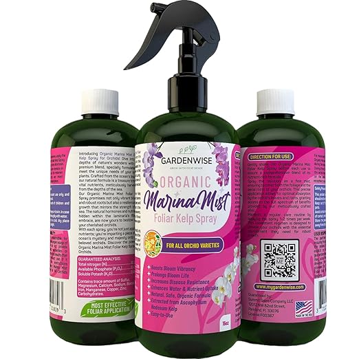 Gardenwise Marina Mist Orchid Fertilizer - Plant Food Mist - Liquid Seaweed Extract for Blooming - Orchid Care - Abono para Orquideas (8 oz)