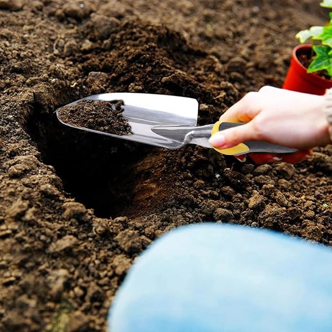 Cuayaes Garden Trowel Hand Shovel, Small Gardening Tools Aluminum Heavy Duty Garden Spade with Ergonomic Handle for Digging, Weeding, Planting, Transplanting