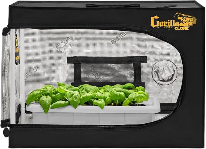 Gorilla Clone Tent | Complete Reflective Hydroponic Grow Tent for Seedlings and Cloning Plants, with Windows, Double-Cinching Ducts, and Micro-Mesh Pre-Filters (Complete Hydro Kit (18" x 13" x 25"))