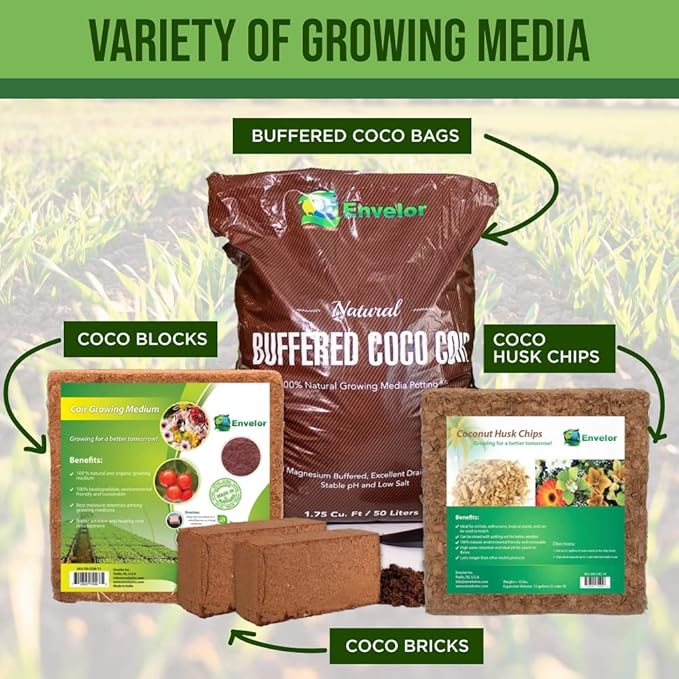 Coco Coir for Plants 6-Pack – 2.4 Gallons Compressed Coconut Coir Bricks, 1.5 lb. Bulk, Low EC, pH Balanced, Natural Coco Peat for Indoor & Outdoor Gardening, Potting Soil, Indoor Plant Soil