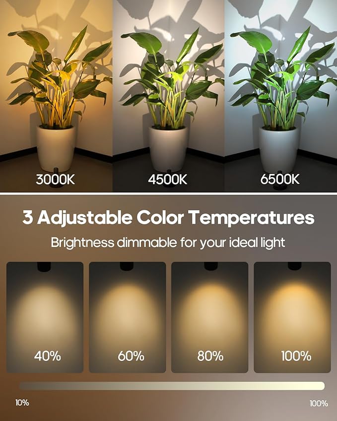 GOODEA Spotlights Indoor with Remote, 3000mAh Rechargeable Battery Plant Spotlight Indoor, Wireless Uplighting with 3 Colors & Dimmable, LED Picture Light for Painting, Artwork Accent Lighting(2 Pack)